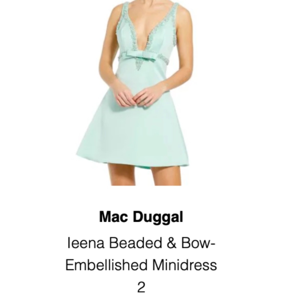 MAC DUGGAL Ieena Beaded and Bow Embellished Mini dress BRAND NEW W/ TAGS
